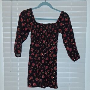 OLD NAVY GIRLS  Black Dress with Pink and Yellow Floral Pattern